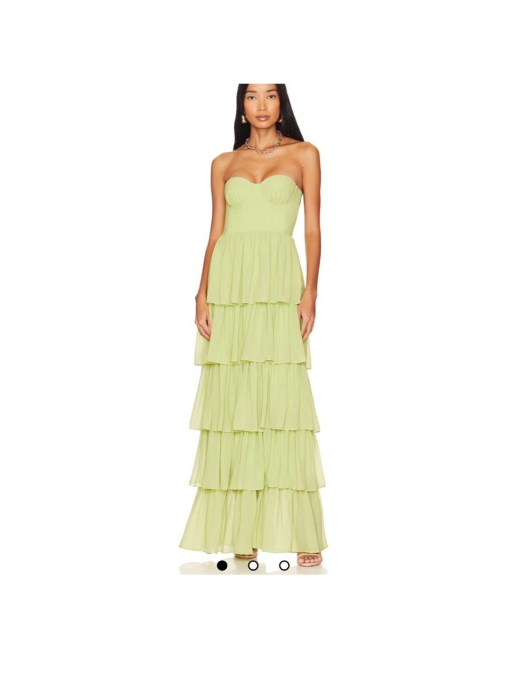 Lovers + friends Hattie Strapless Tiered Maxi Dress green